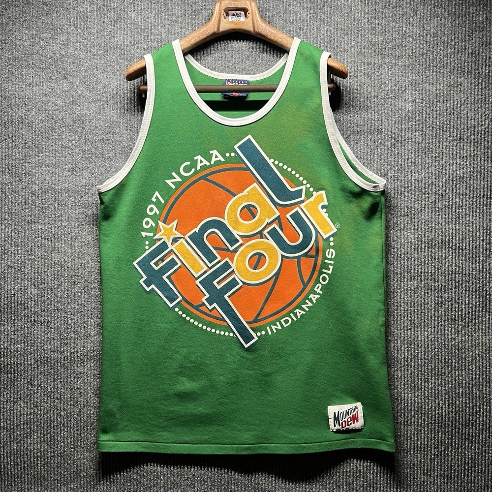 Vintage 1997‎ NCAA Final Four Mens Jersey Large Green Graphic Print Basketball
